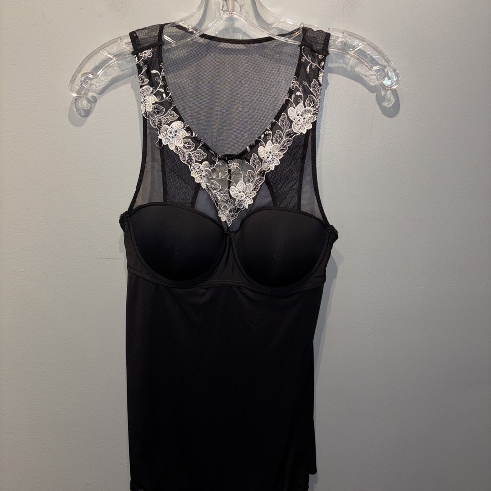 Women's Black Contrast Babydoll Cami Corset Lace Whimsigoth Romantic SzS